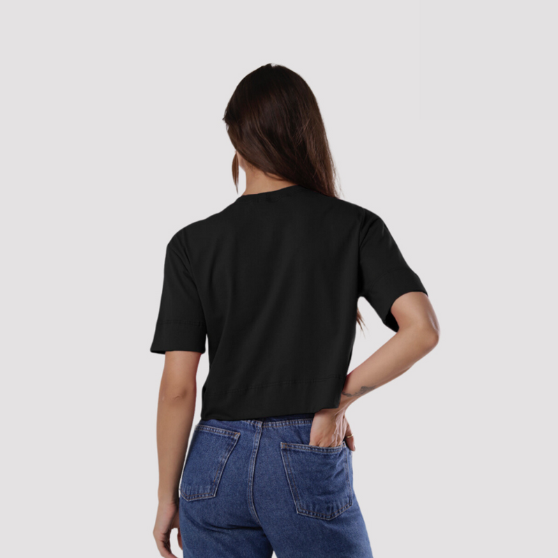 Blusa Feminina Elegante T-Shirt Cropped 100% Algodão