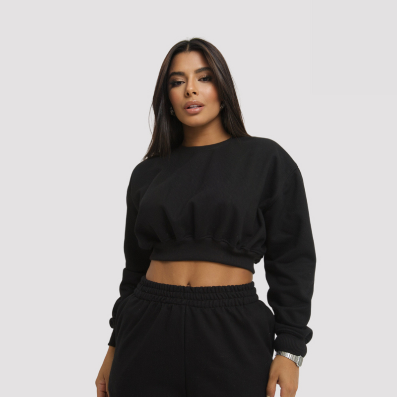 Blusa Cropped Feminino Moletom Flanelado