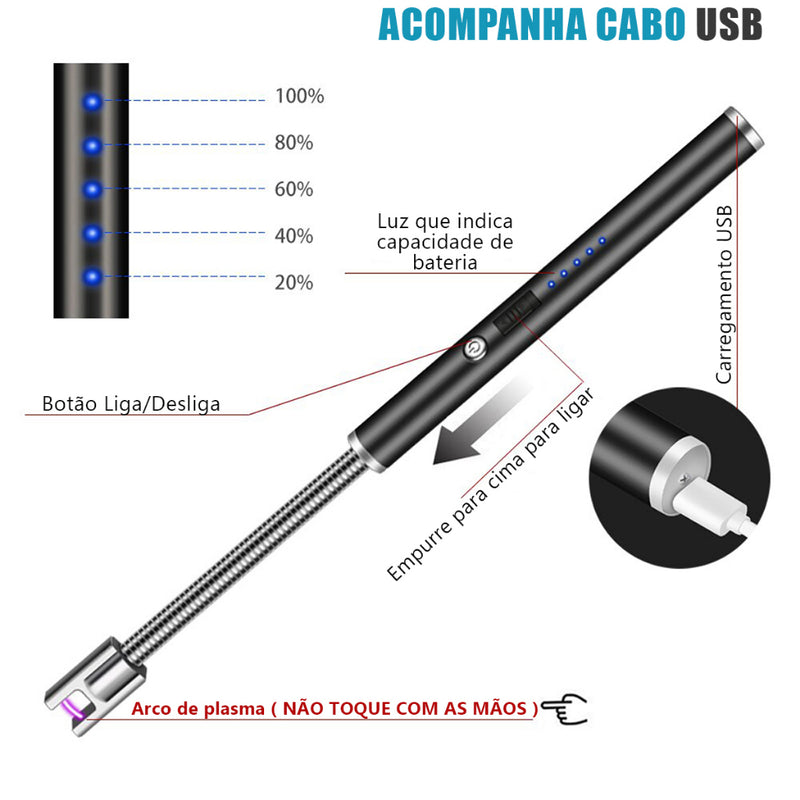 Acendedor Fogão Elétrico Eletrônico Usb Recarregável