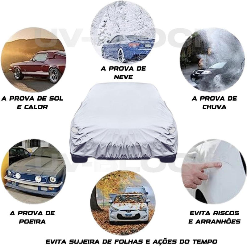 Capa Cobrir Carro UV-BLOCK Impermeável 100% Protege Sol Chuva Lona Proteção Anti-UV