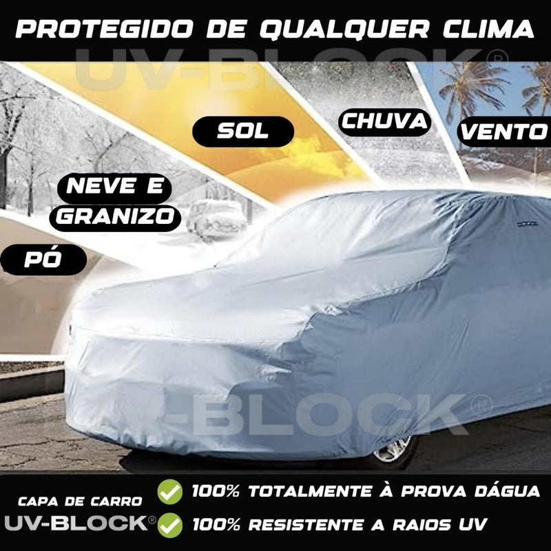 Capa Cobrir Carro UV-BLOCK Impermeável 100% Protege Sol Chuva Lona Proteção Anti-UV