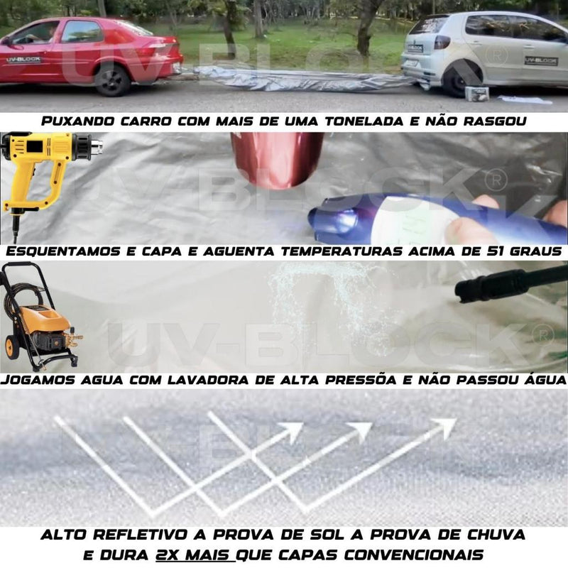 Capa Cobrir Carro UV-BLOCK Impermeável 100% Protege Sol Chuva Lona Proteção Anti-UV