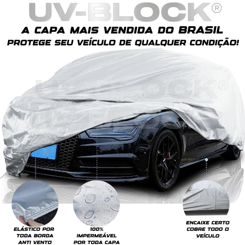 Capa Cobrir Carro UV-BLOCK Impermeável 100% Protege Sol Chuva Lona Proteção Anti-UV