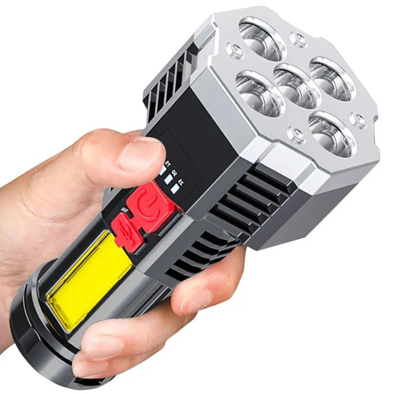 Lanterna LED de Alto Brilho USB - Lanterna Protable IPX5 Impermeável com 4 Modos e Zoom de 4000 lúmens para Camping | Equipamento ao ar livre | Emergência