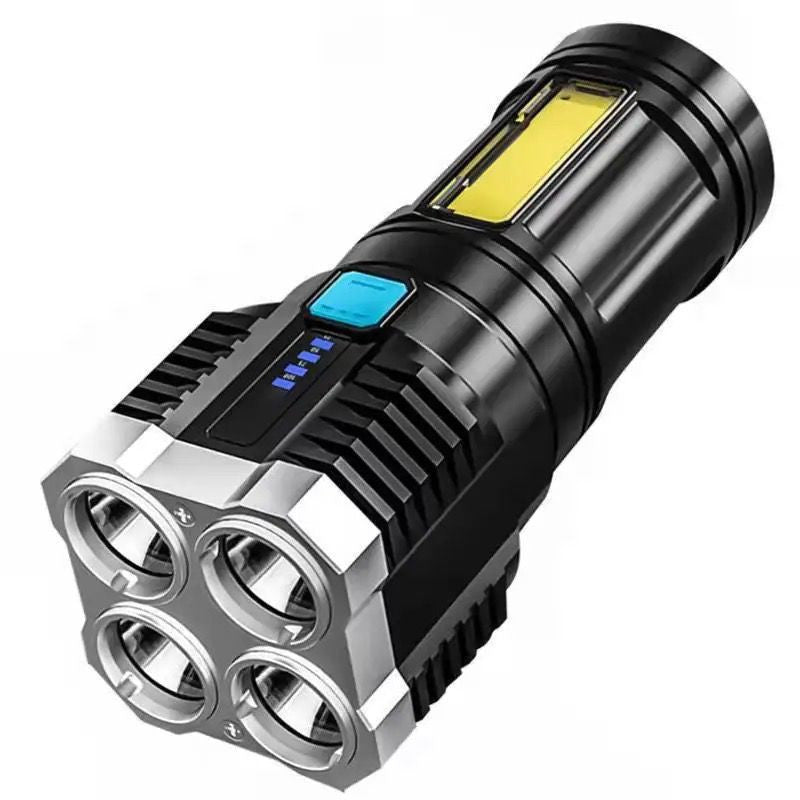 Lanterna LED de Alto Brilho USB - Lanterna Protable IPX5 Impermeável com 4 Modos e Zoom de 4000 lúmens para Camping | Equipamento ao ar livre | Emergência